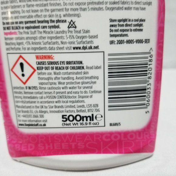 2 The Pink Stuff The Miracle Laundry Oxi Stain Remover Spray Bottles Brand New - Picture 4 of 15